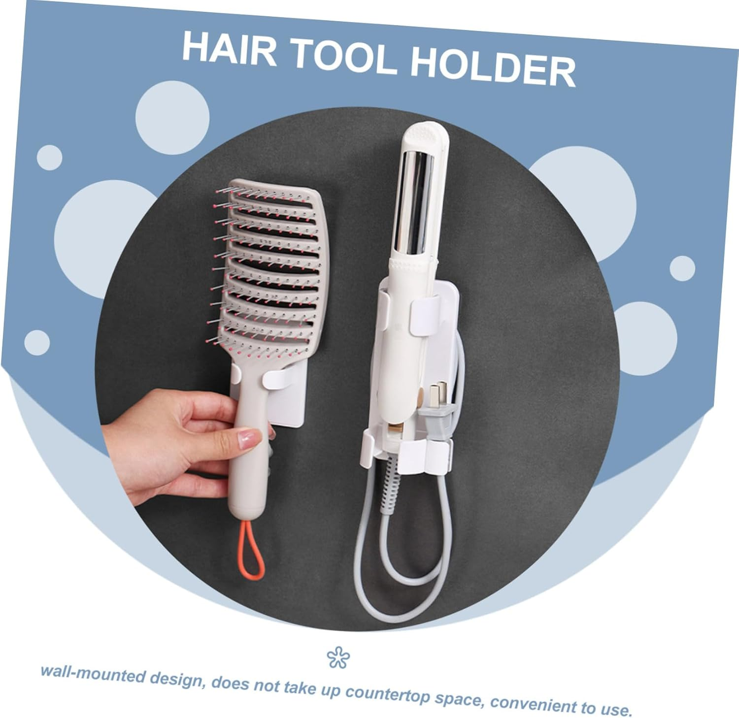 DEARMAMY Bathroom Wall Rack Hair Curler Holder Storage Organizer Hair Dryer Wall Mount image number 5