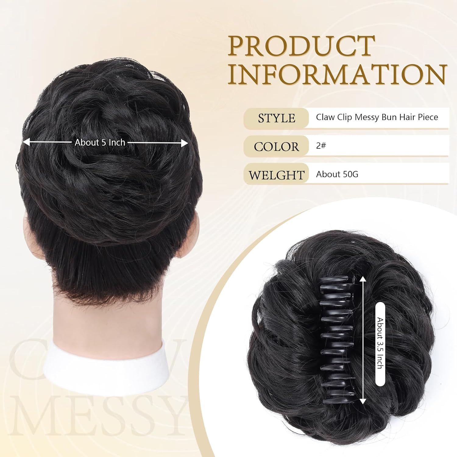 Cesomeey - 1.【Product Properties】: Messy Bun Hair Clip Is Made of High Quality Matte Faux Silk, Soft to the Touch, Natural Tone, More Hair and a Fuller Look image number 1