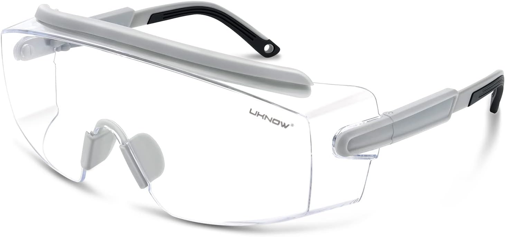 UKNOW Safety Goggles over Glasses, Safety Glasses anti Fog Wraparound Eye Protection, Protective Eyewear ANSI Z87.1