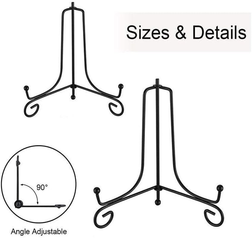 Plate Stands Iron Display Easel Photo Picture Bowl Dish Book Holder Frame Black - Adjustable and Stable, Perfect for Home and Gallery image number 3