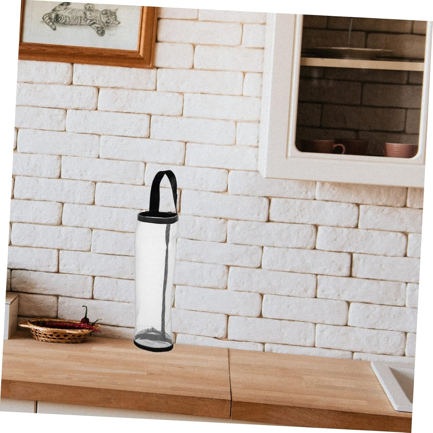 Ciieeo Hanging Kitchen Grocery Bag Holder Nylon Mesh Storage Organizer Multi-Function Trash Bag Dispenser 4Pcs Gray for Home and Kitchen Use image number 4