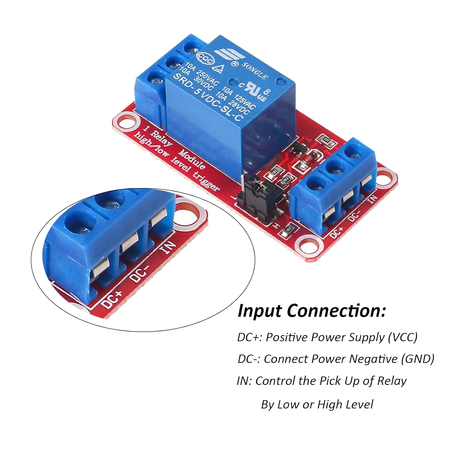 DIANN 10Pcs DC 5V Relay Module 1 Channel Relay Board with Optocoupler Support High/Low Level Trigger