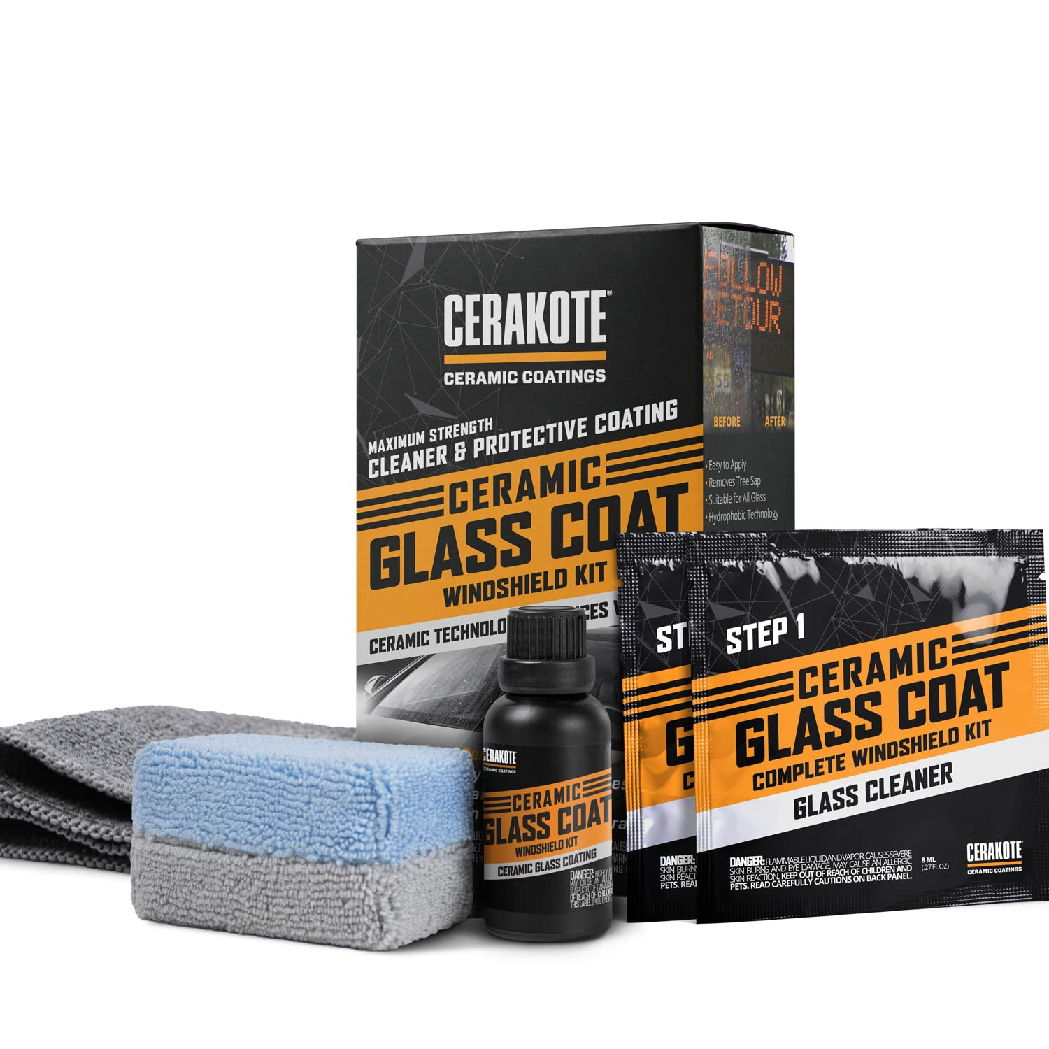 CERAKOTE Ceramic Glass Coat Windshield Kit &ndash; Max Strength Rain Repelling Coating &ndash; Easy to Apply &ndash; Includes Glass Cleaning Wipes &ndash; Long Lasting Ceramic Formula &ndash; Guaranteed Maximum Water Shedding image number 3