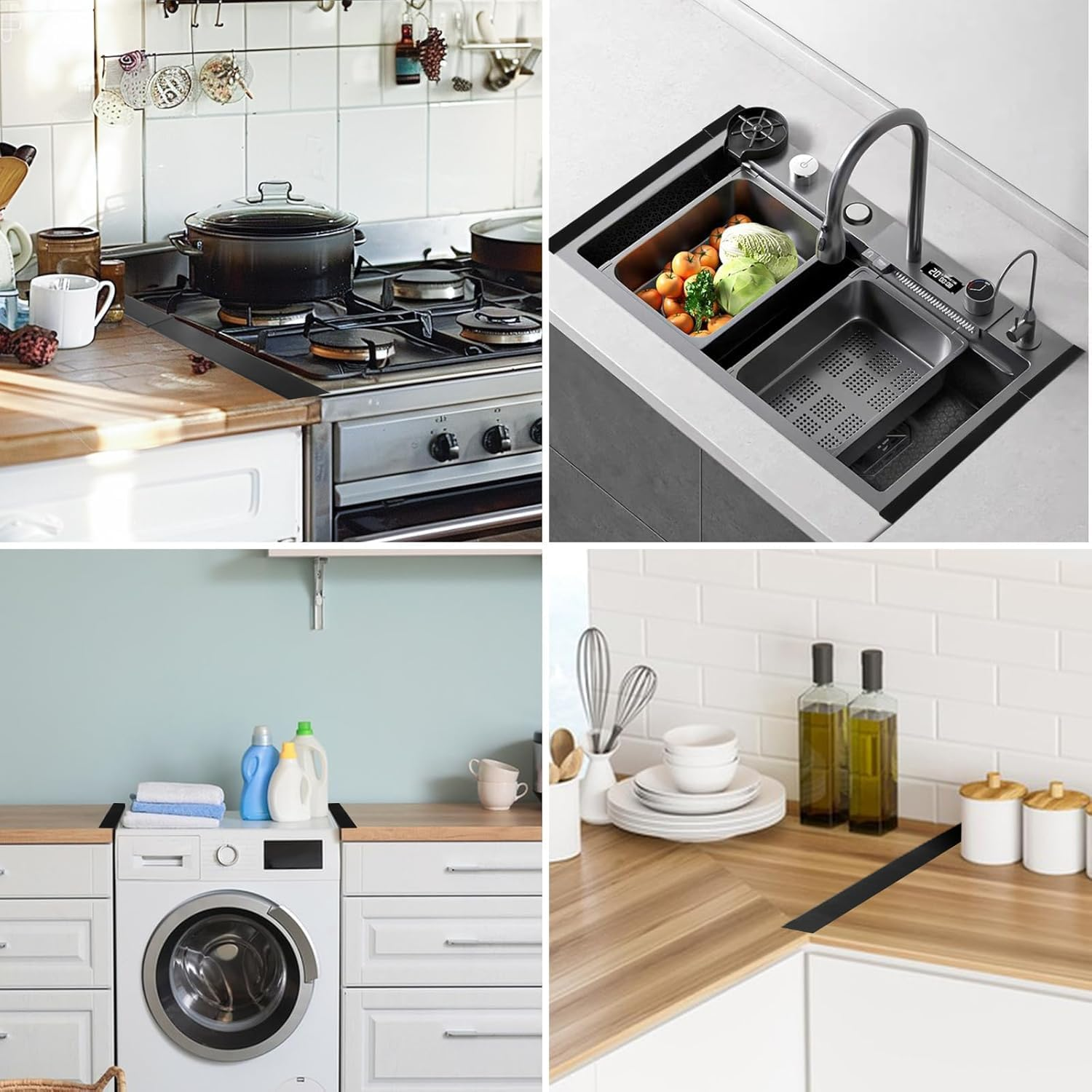 2PCS Stove Gap Covers, Steel Stove Gap Fillers Retractable, Stove Gap Guard, Stove Counter Gap Cover, Stove Side Gap Covers, Retractable Length 13.8 to 27.5In for Kitchens Stoves image number 2