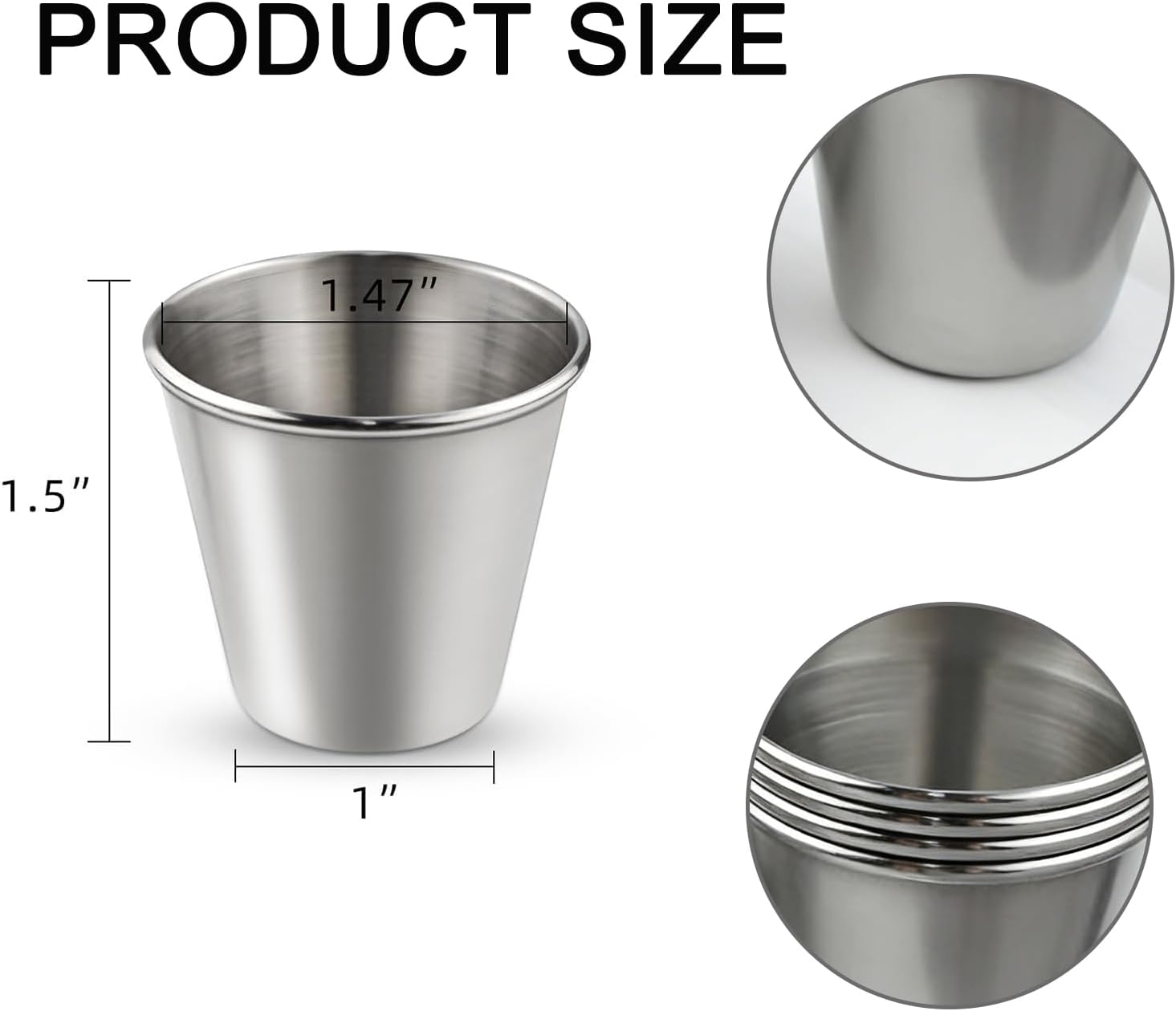 12 Pack Stainless Steel Shot Cups 1 Ounce Metal Shot Glass Drinking Vessel for Home Bar Restaurant Camping Party & Travel Use(30Ml) image number 2