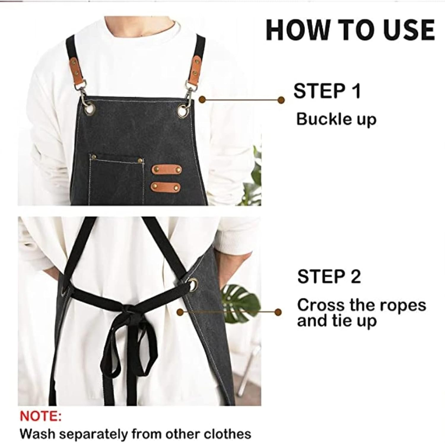 Kitchen Thicken Canvas Apron for Woman Men Waterproof Stain-Resistant with Pockets Cooking Apron Woodworking Painting Work Apron,Apron Overalls Coffee Shop Staff Dress up Hair Salon image number 6