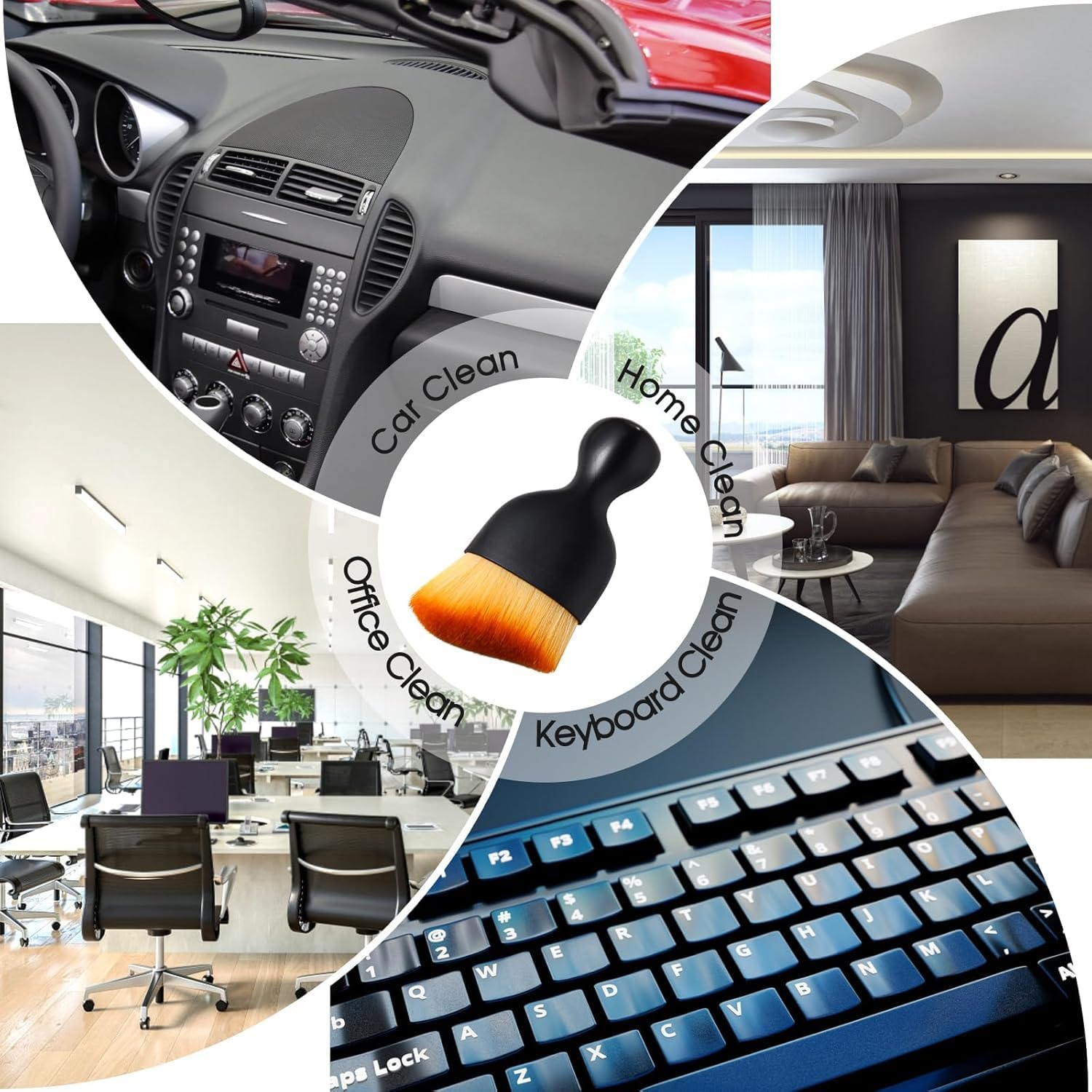 4PCS Car Brush Interior Detailing Brush Set Protective Case Car Cleaning Brush Interior Tool,Brush,Cleaning Soft Bristles Interior for Dashboard,Leather Dust Dashboard, Air Vents Console image number 3