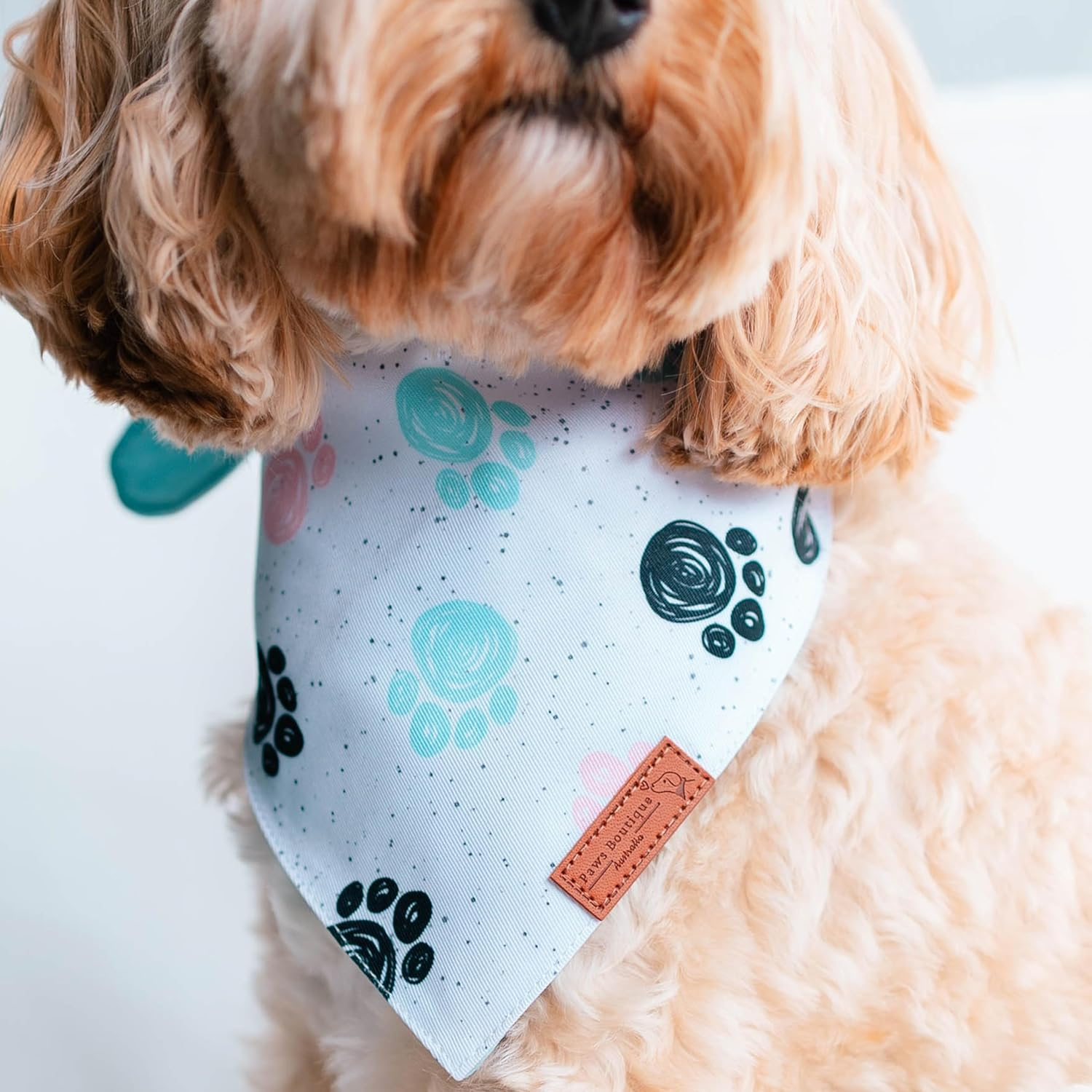 Paws Boutique Premium Dog Bandana/Scarf | Design: Pawsitive Vibes | Reversible Dual Layered/Sided | Small, Medium & Large Pets | Unique Style | Accessories for Puppies & Dogs (S) image number 2