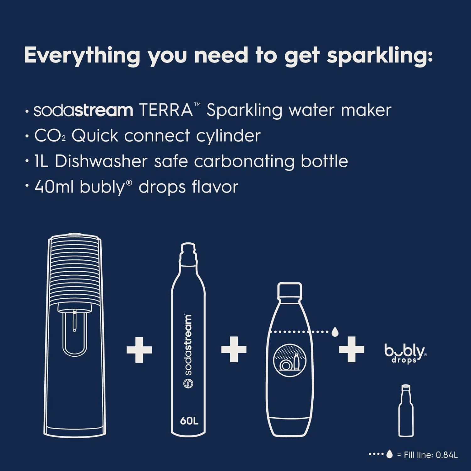 Sodastream - TERRA Misty Blue Sparkling Water Maker & Lime Bubly Drop | Turn Sparkling Water into Your Favourite Drinks | Quick Connect CO2 | Eco-Friendly Reusable Bottle | Stylish Kitchen Appliance image number 6