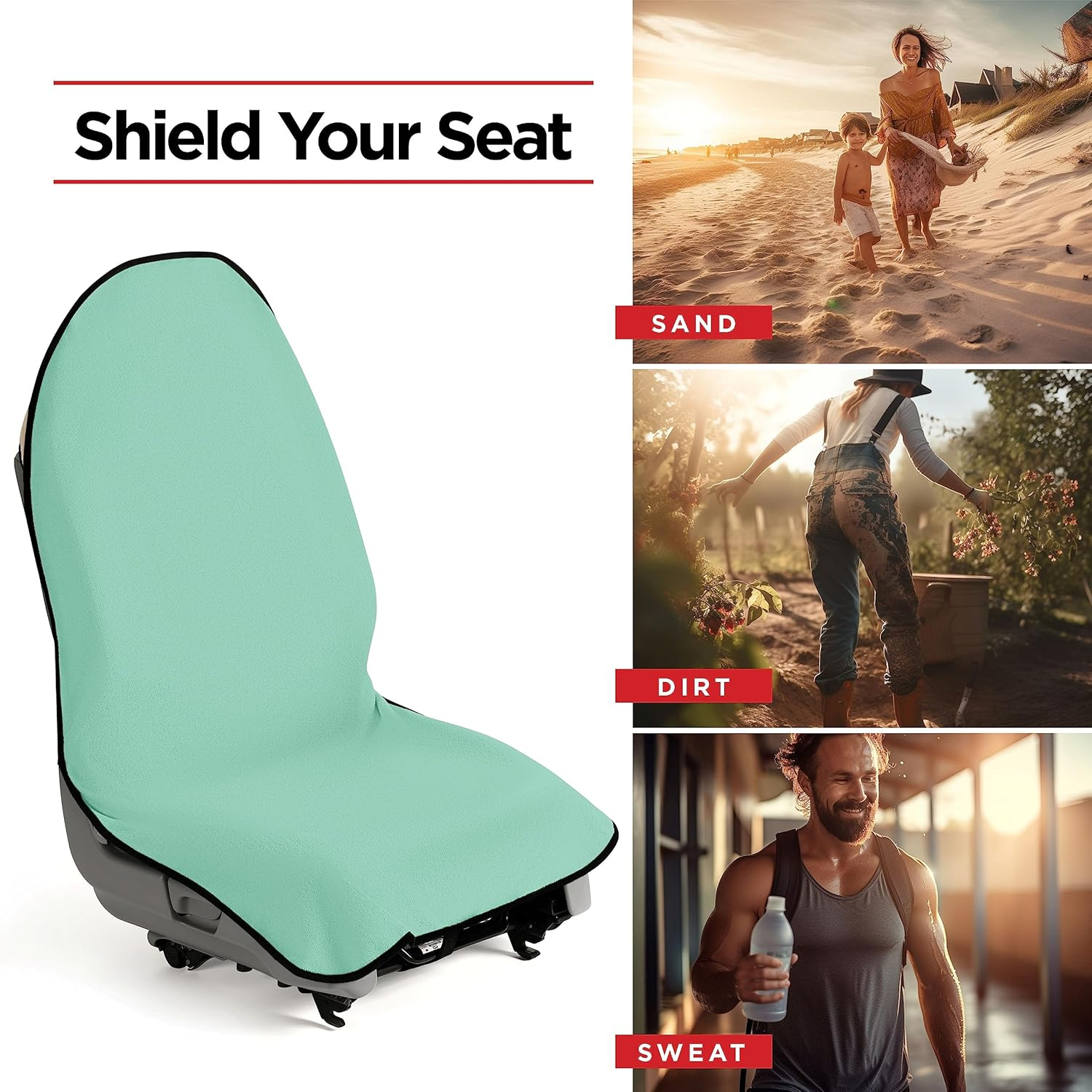 Lebogner Waterproof Seat Cover, Sweating Towel for Post Gym Workout, Running, Swimming, Beach and Hiking, Universal Fit Anti-Slip Protector Cars, Suvs Trucks, Machine Washable, Mint Green (1096-1268) image number 1