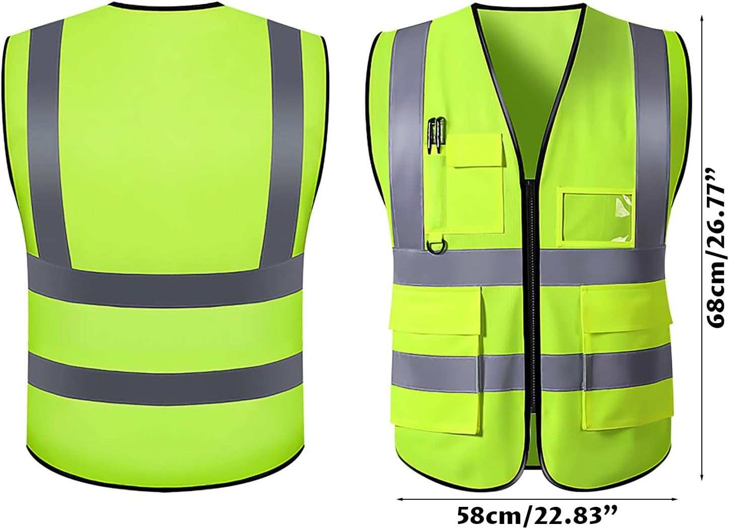 2-Pack Reflective Safety Vest for Men Women, High Visibility Security Vest with Pocket Zipper Front Meet ANSI/ISEA Standard image number 4