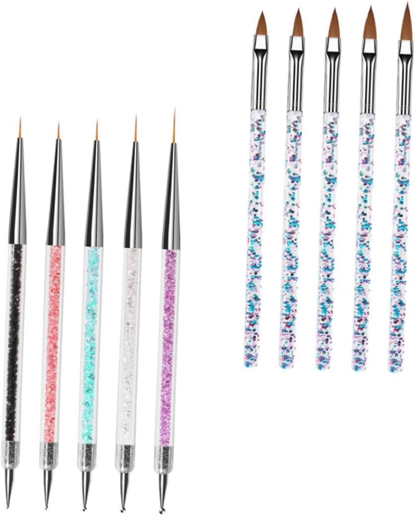 Healvian 10Pcs Dual-Ended Nail Art Liner Brush Dotting Pen for Manicure and Nail Designs for Home and Salon Use Ergonomic Handles and Strong Bristles image number 4