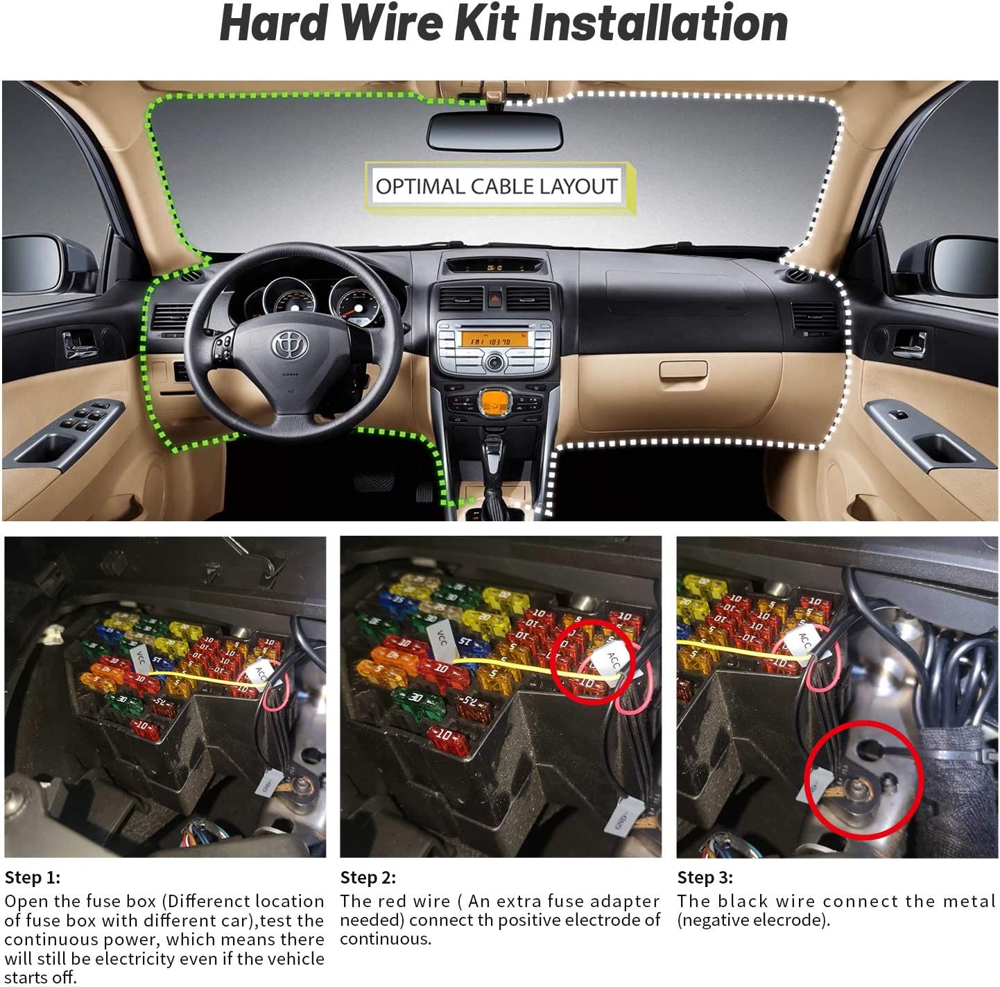 DDPAI Dash Cam Hard Wire Kit, 11.5Ft Micro USB Port for Mini Pro Dashcam Converts 12V-24V to 5V/2.5A W/Fuse Kit, Installation Tool, Low Voltage Protection for 24Hrs Parking Mode image number 4