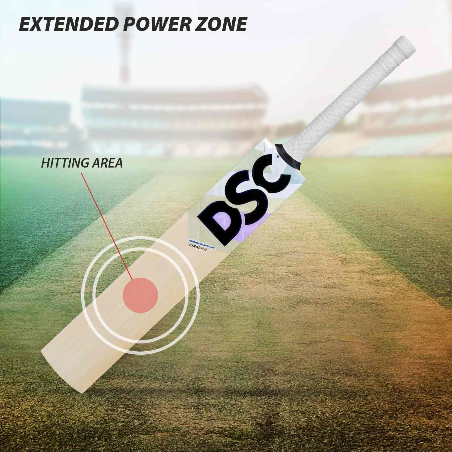 DSC Cynos 5050 English Willow Cricket Bat | Color: Beige | Size: Compact | Material: English Willow | Weight: 1080-1120Gm | Powerarc Bow Face Profile | Boasts Massive Edges image number 5