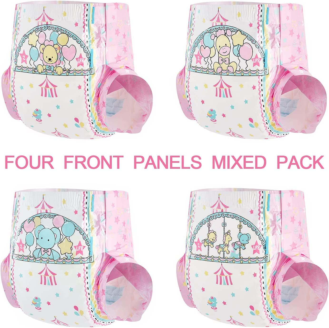 Littleforbig Adult Printed Diaper 10 Pieces - Little Circus L image number 5