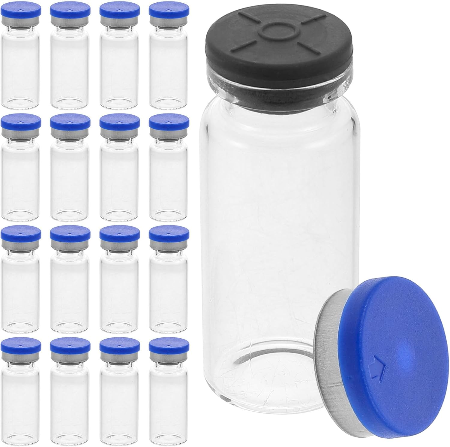 GRADENEVE 20Pcs 10Ml Glass Vials with Cap, Sterile Refillable Bottles for Essential Oil, Freeze-Dried Powder Storage, Cosmetic and Laboratory Use image number 3