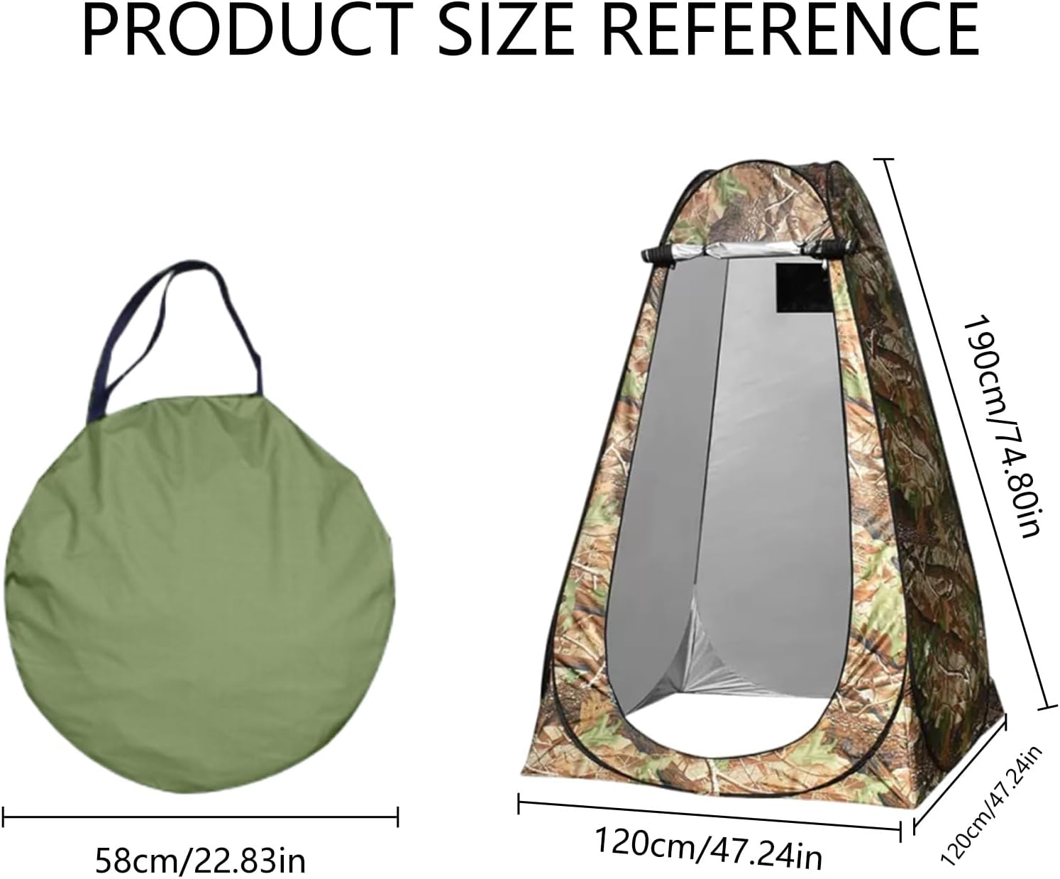 Outdoor Camping Portable Pop up Tent, UV Resistant, Waterproof Shower Tent Toilet Privacy Changing Room (Camouflage) image number 1