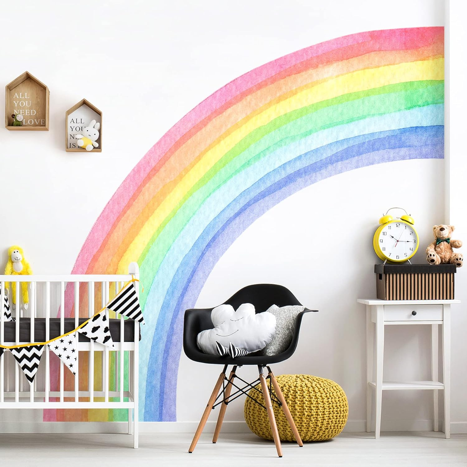 Amaonm Removable Large Boho Watercolor Half Rainbow Wall Stickers Murals Giant Peel and Stick Self Adhesive Colorful Pastel Rainbow Wall Decals Wallpaper for Kids Girls Bedroom Nursery Decoration (L image number 2