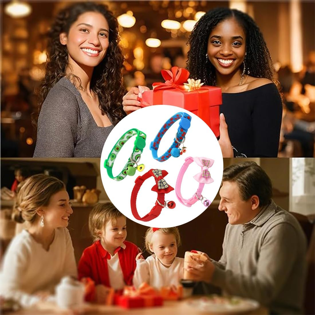 Set of 4 Adjustable Cat Collars, Cat Collar with Safety Clasp and Bell, Cat Collars, Quick Release Kitten Collar with Bell image number 5