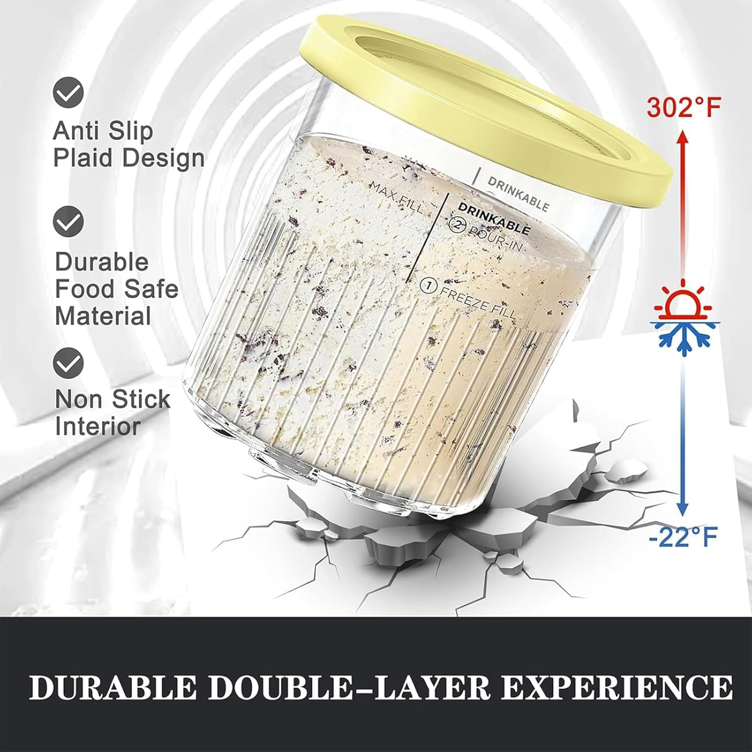 Ninja Creami Deluxe 11-In-1 XL Family Size Pints and Lids - 4 Pack, 24 Oz - Compatible with NC501, NC500 Series - Dishwasher Safe,Leak Proof image number 5