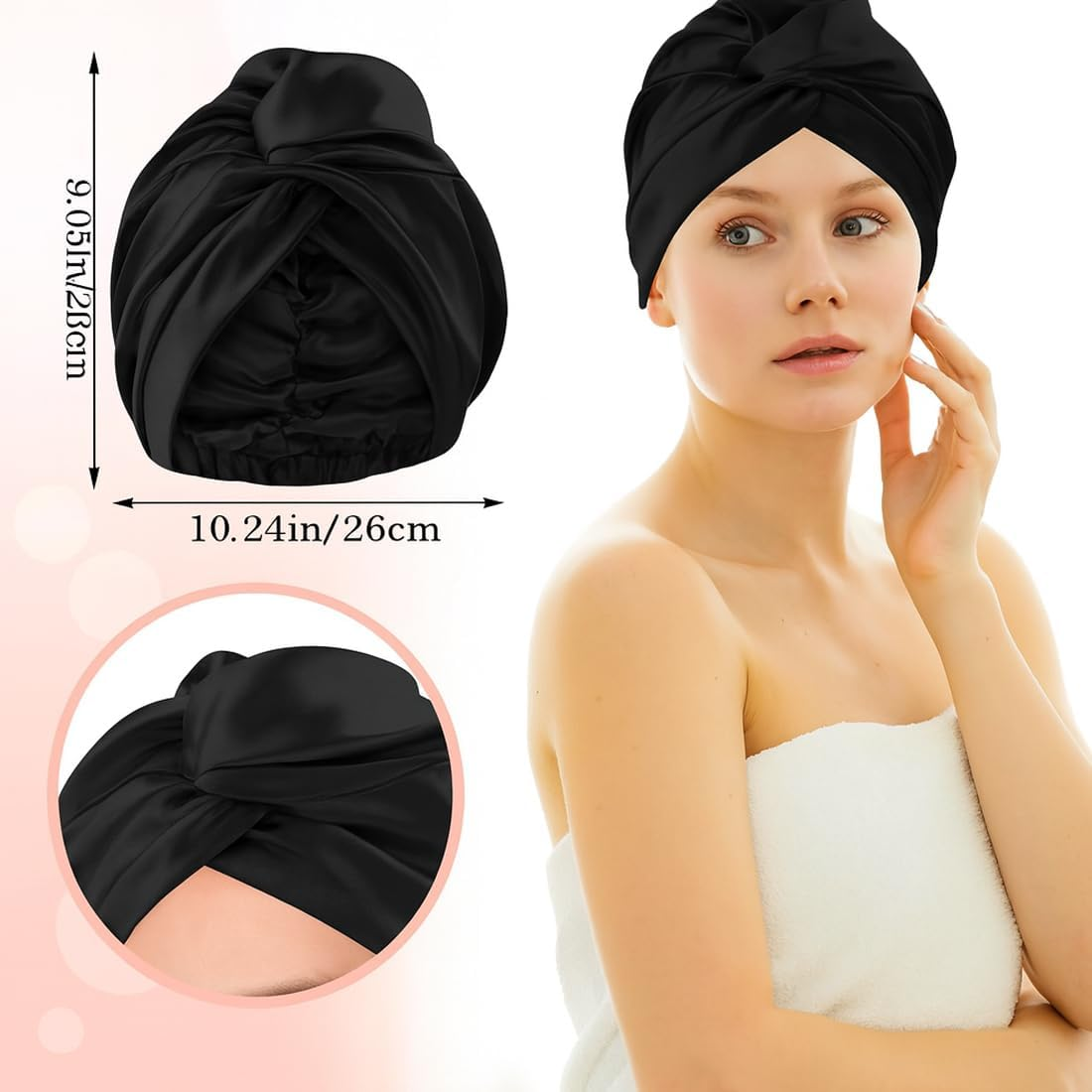 OIXEYA Silk Bonnet Sleep Cap for Sleeping for Healthy Hair Overnight, Maintains Curl Shape, Prevents Frizz & Hair Breakage, for Women with All Hair Types (Black) image number 1