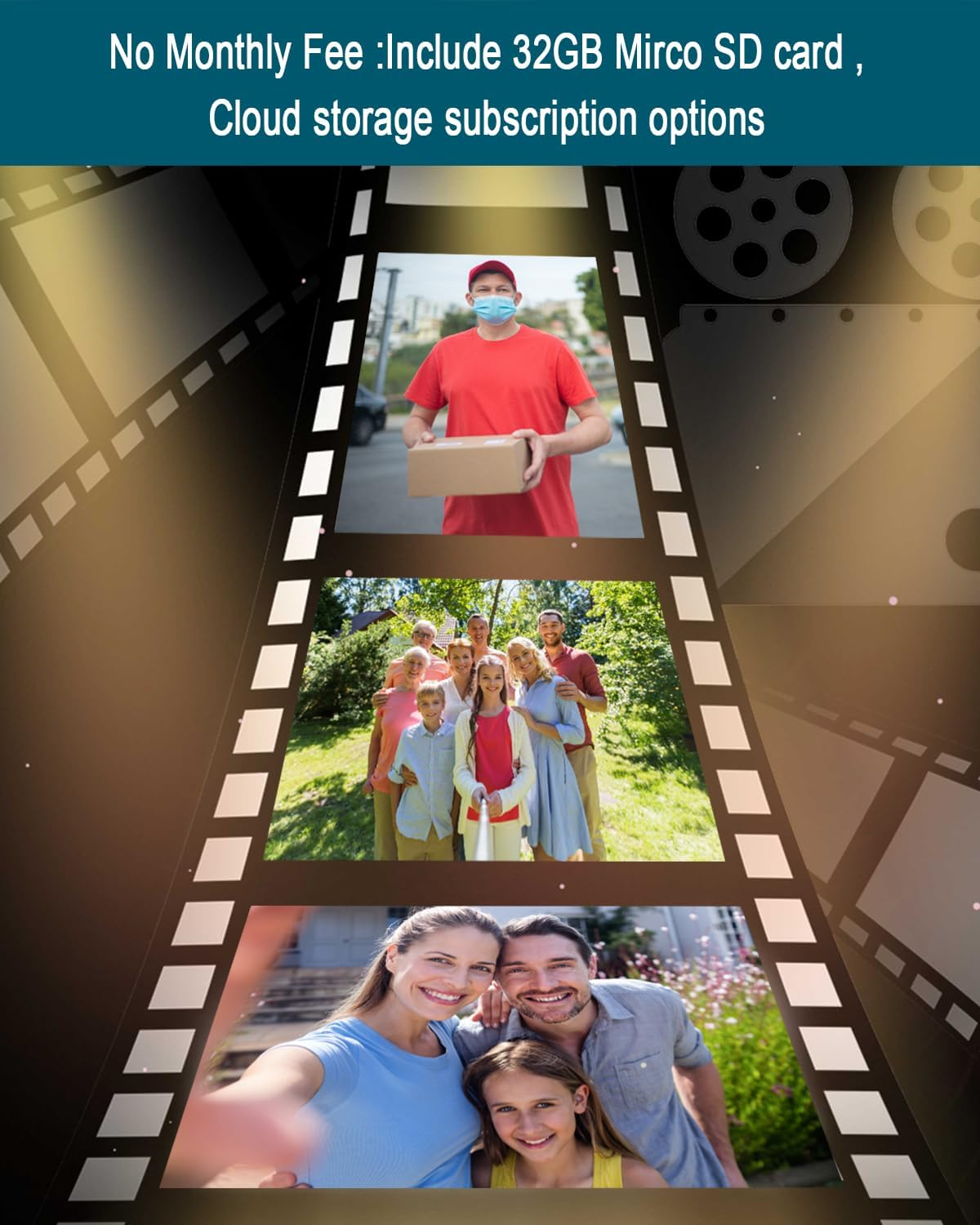 Doorbell Camera Wireless 2K, Video Doorbell with Chime,Cloud Storage,Human Motion Detection, Real Time,2-Way Audio, Night Vision, IP65, 166&deg;Wide Angle