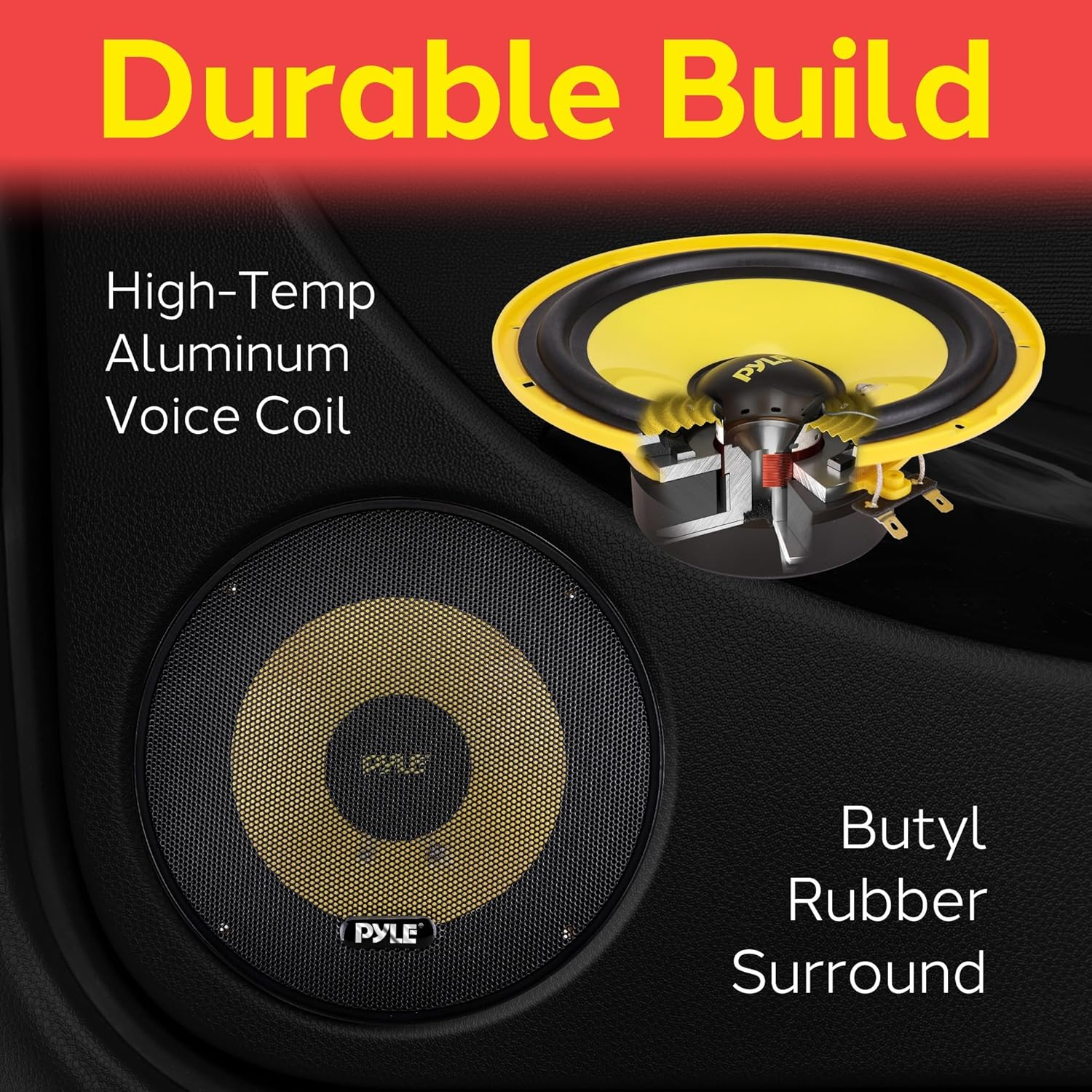 Pyle 2 Way Custom Component Speaker System - 6.5&rdquo; 400 Watt, with Electroplated Plastic Basket, Butyl Rubber Surround & 40 Oz Magnet Structure - Wire Installation Hardware Set Included