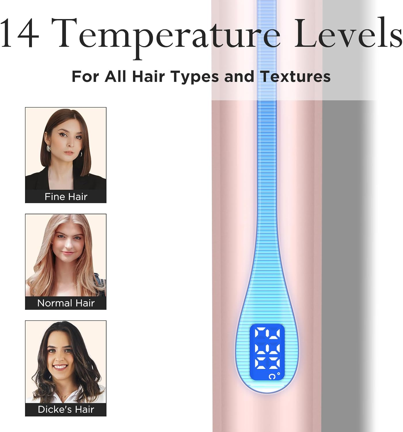 Infrared Ion Hair Straightener and Styler, PARWIN PRO BEAUTY 2 in 1 Curls and Straightens, Anti-Frizz and Shine Effect, Dual Voltage, 14 Adjust Temp 100-230℃ Pink - Pink image number 4