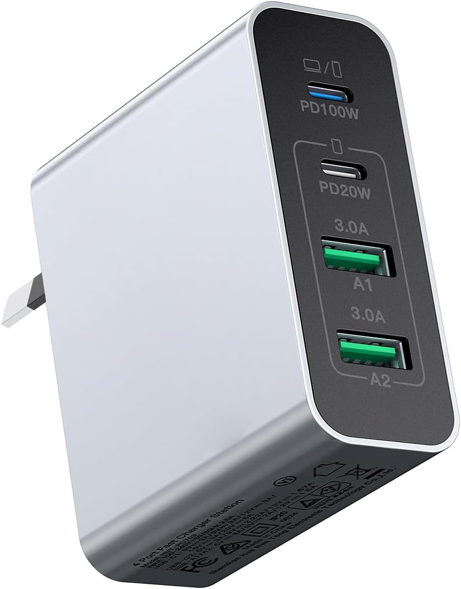 USB C Wall Charger Block, 140W Gan 4-Port Fast Charger Charging Station Hub,100W Laptop Adapter for Macbook Pro/Air, Ipad Pro, Galaxy S23, Dell XPS 13, Note 20/10+, Iphone 17/Pro, Steam Deck, and More