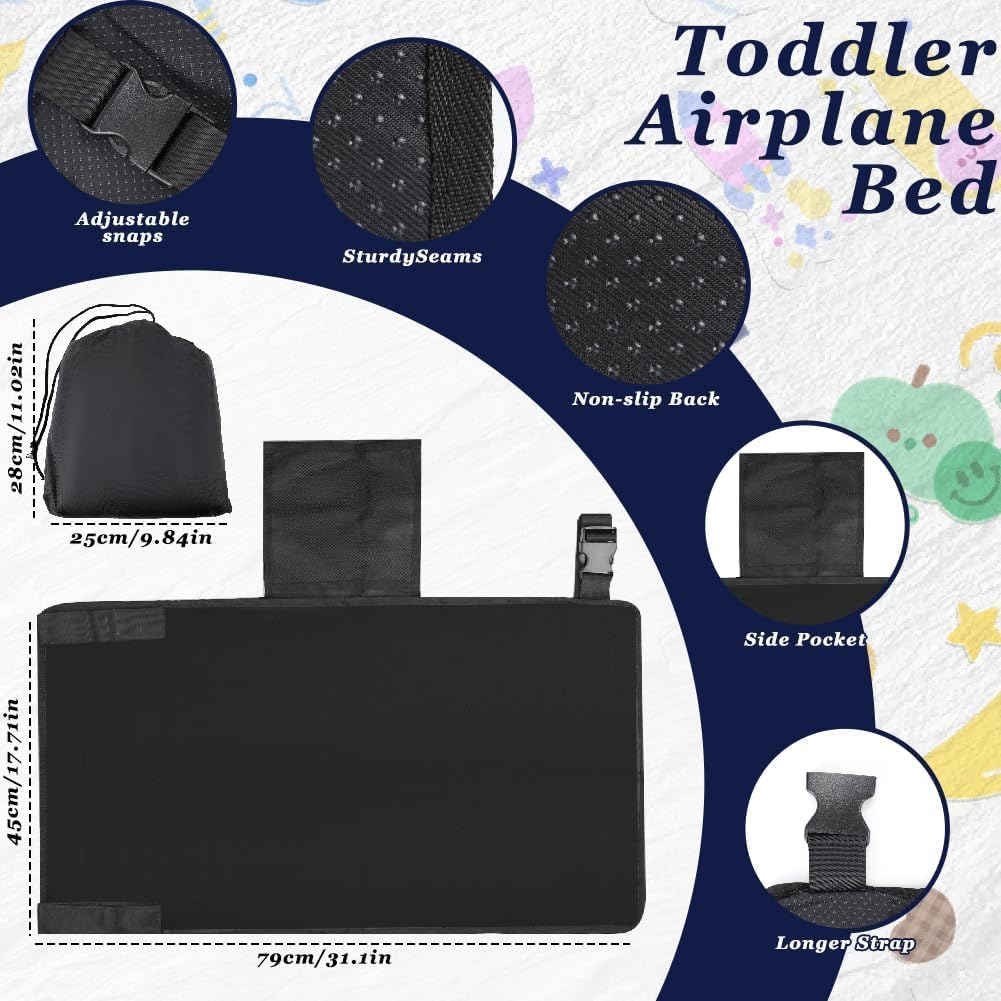 Toddler Airplane Bed, Kids Airplane Seat Extender Travel Bed, Kids Airplane Travel Essentials, Airplane Must Have for Toddlers, Portable Plane Bed Foot Rest for Flights image number 1