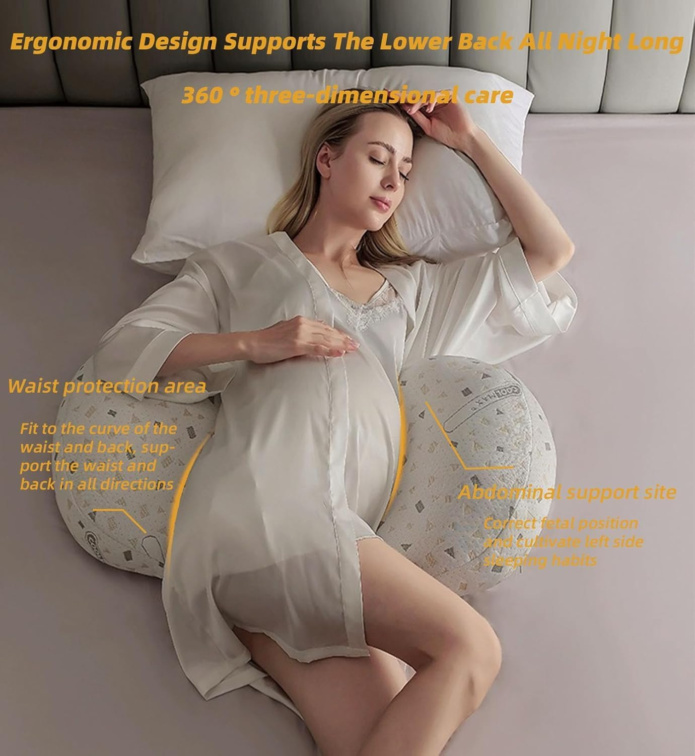 Pregnancy Pillows for Sleeping, Pregnancy Belly Side Sleeping Pillow, Maternity Waist Pillow, Comfortable Support Back HIPS Legs, Detachable Body Pillow for Pregnant Women with Auxiliary Pillow image number 1