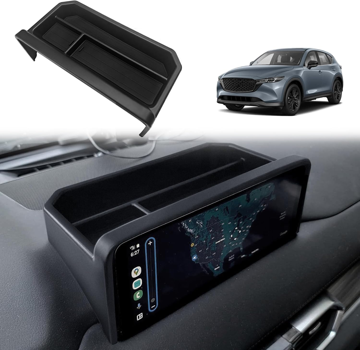Muslogy Dash Storage Box behind Screen Center Console Organizer Compatible with Mazda CX5 CX-5 Accessories 2022-2025 Sunglasses Holder Dashboard Insert Tray ABS Interior Secondary Accessories image number 3