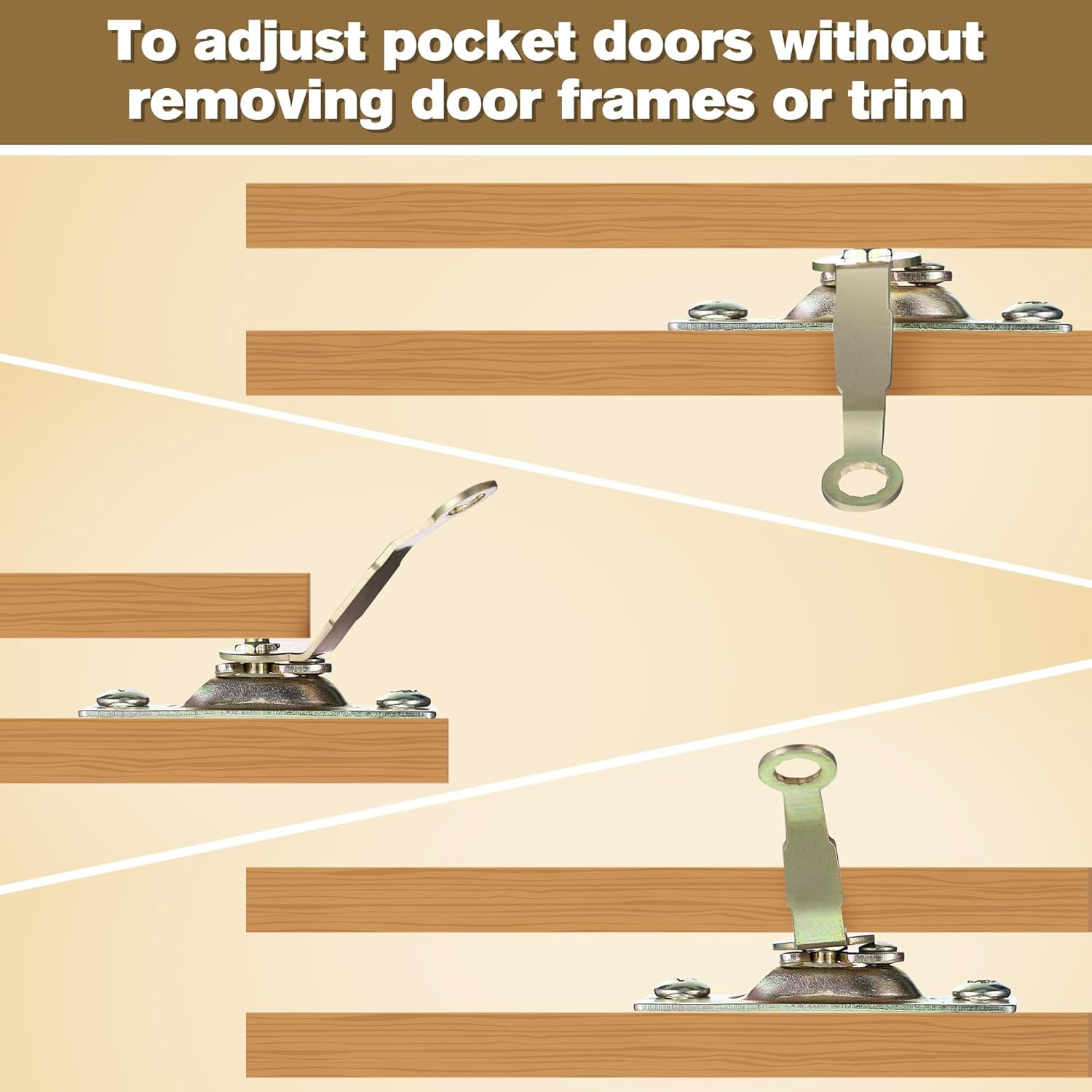 2 Pack Length Pocket Door Wrench, Heavy Duty Adjustable Spanner Tool, Pocket Door Adjustment Tool for Home or Hardware Repair(Color:Gold) image number 5