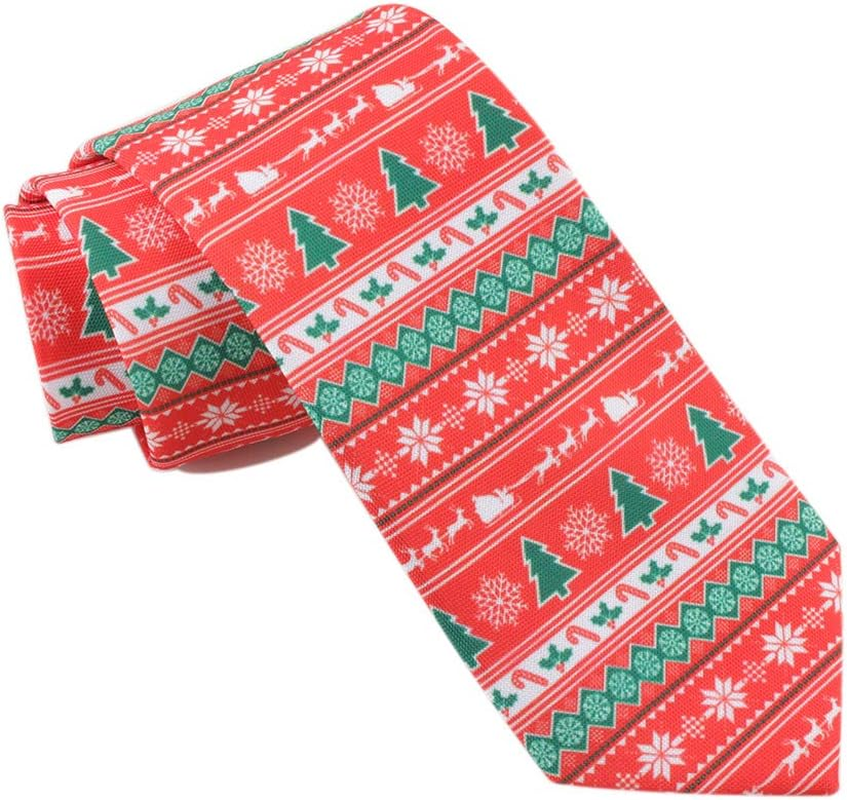 Christmas Tie Xmas Accessories Printed Tie Santa Claus Christmas Tree Elk Snowman Tie Decorative Dress,Tie Width 3.15In image number 3