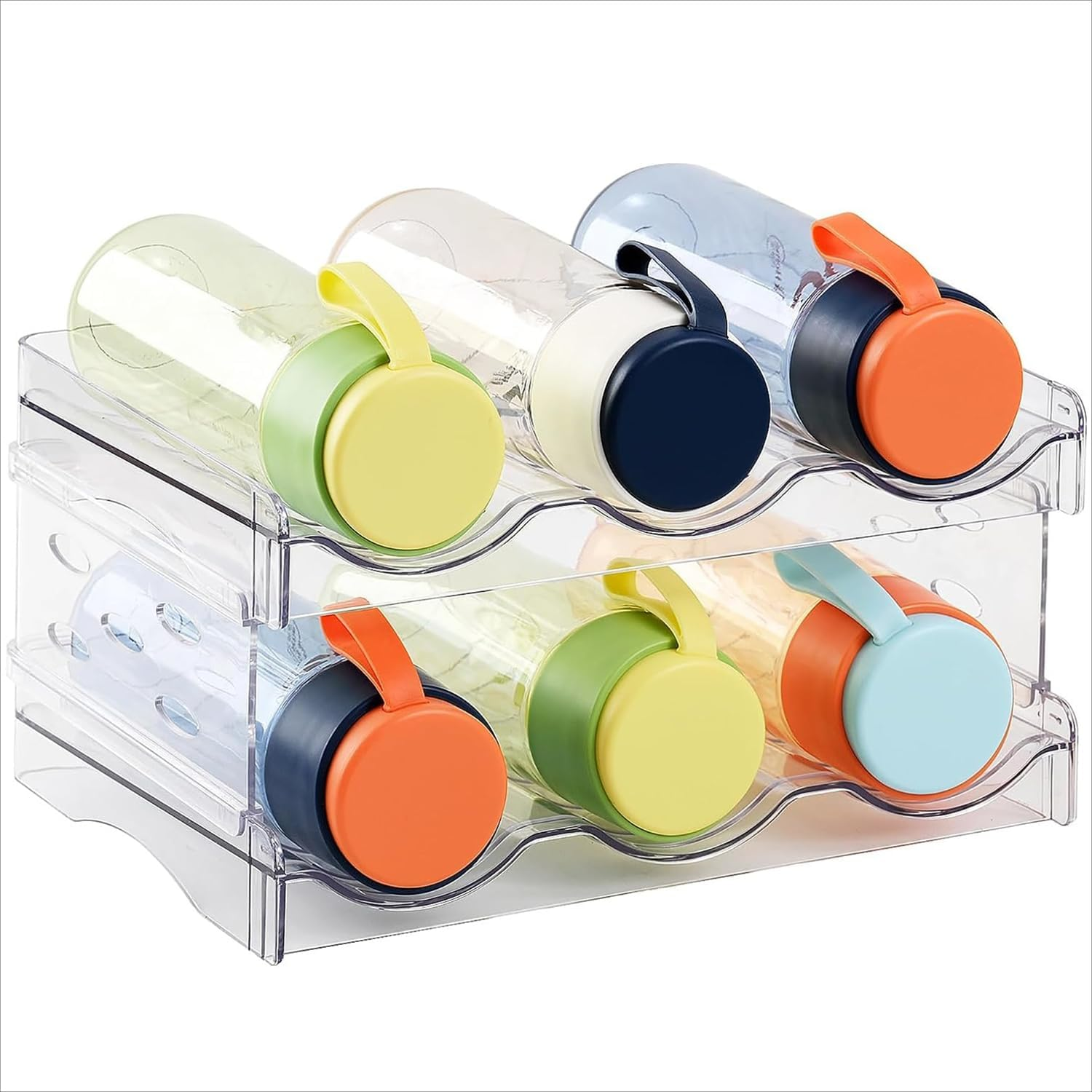 Paifencodill Cabinet Water Bottle Storage Device, Kitchen Stackable Water Bottle Storage Refrigerator Bottle Rack Sports Flask Roller Travel Cup Storage Device Water Bottle Organizer (2 Layer) image number 5