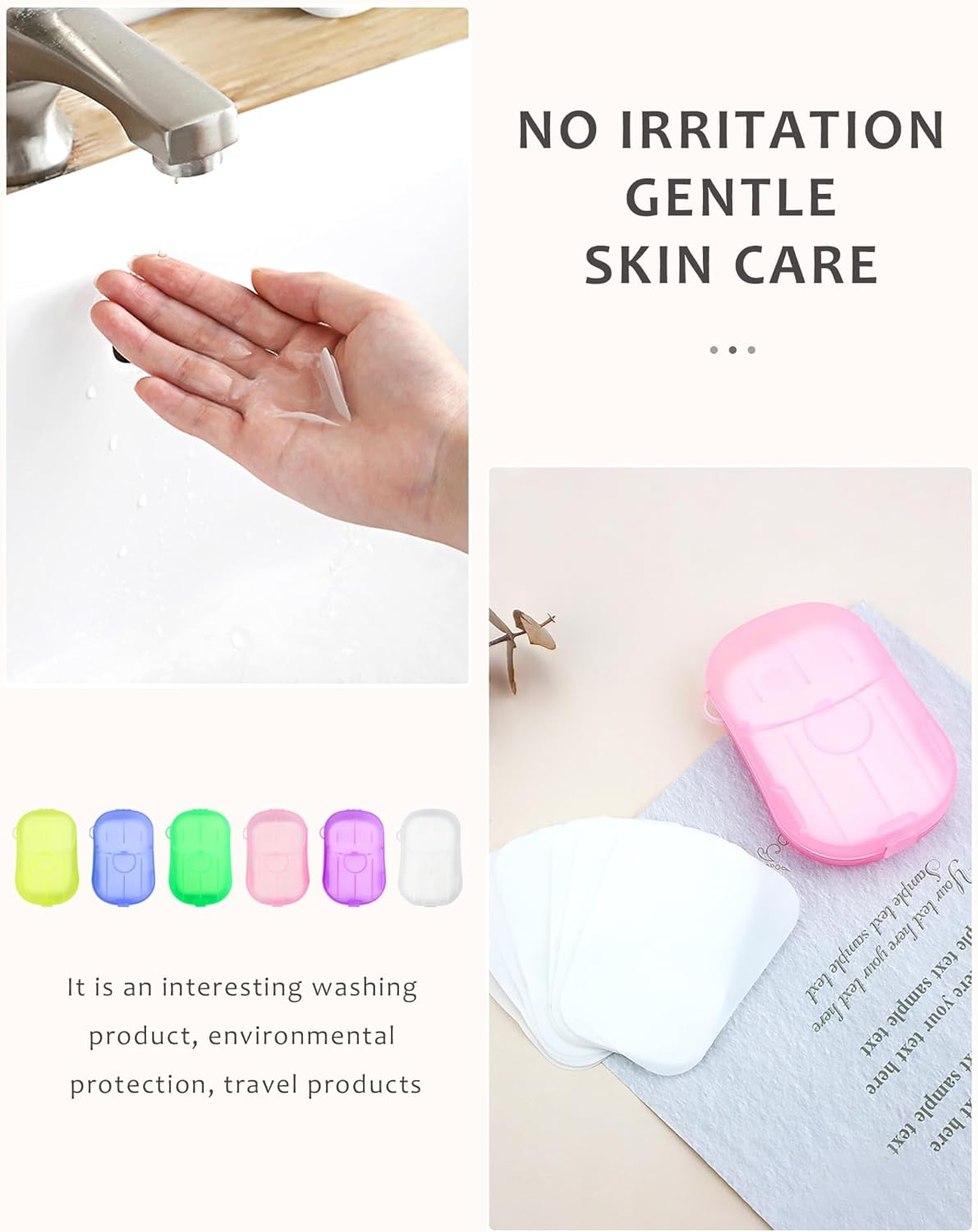 YETOOME 12 Packs (240 Sheets) Paper Soap Sheets for Hand Washing, Portable Disposable Travel Scented Bath Slice Sheet Foaming Soap Paper Sheets for Outdoor Traveling Camping Hiking