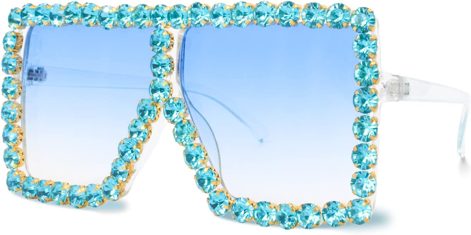 Ailov Oversized Trendy Crystal Sunglasses for Men Women Elton Party Favors Rhinestone Rectangle Glasses