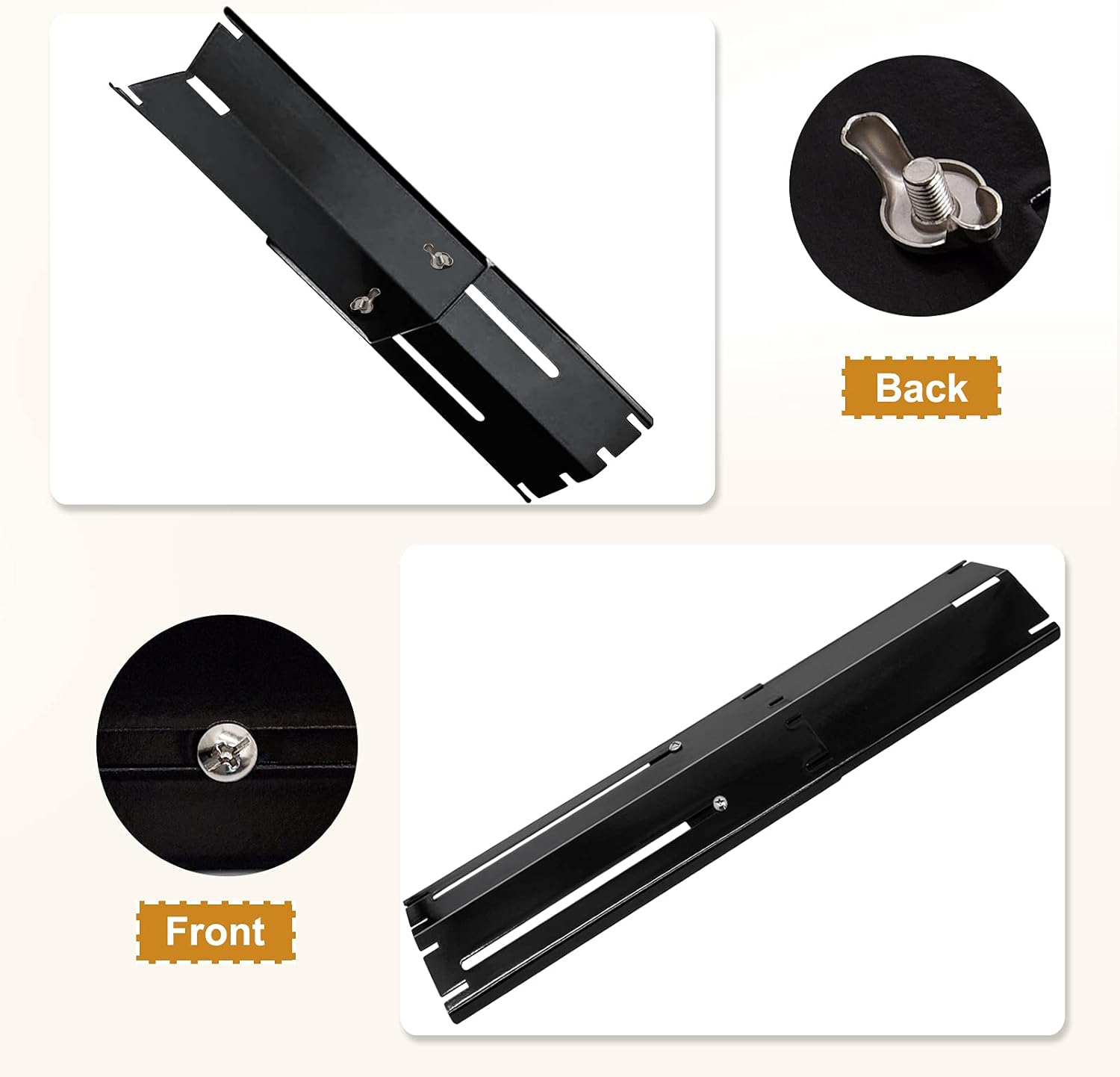 Criditpid Porcelain Steel Universal Heat Tents Replacement for Brinkmann, Charbroil, Nexgrill, Backyard Grill, Set of 3 Adjustable Heat Plate Flame Tamer Burner Cover, Extends from 11.75" up to 21" L image number 2