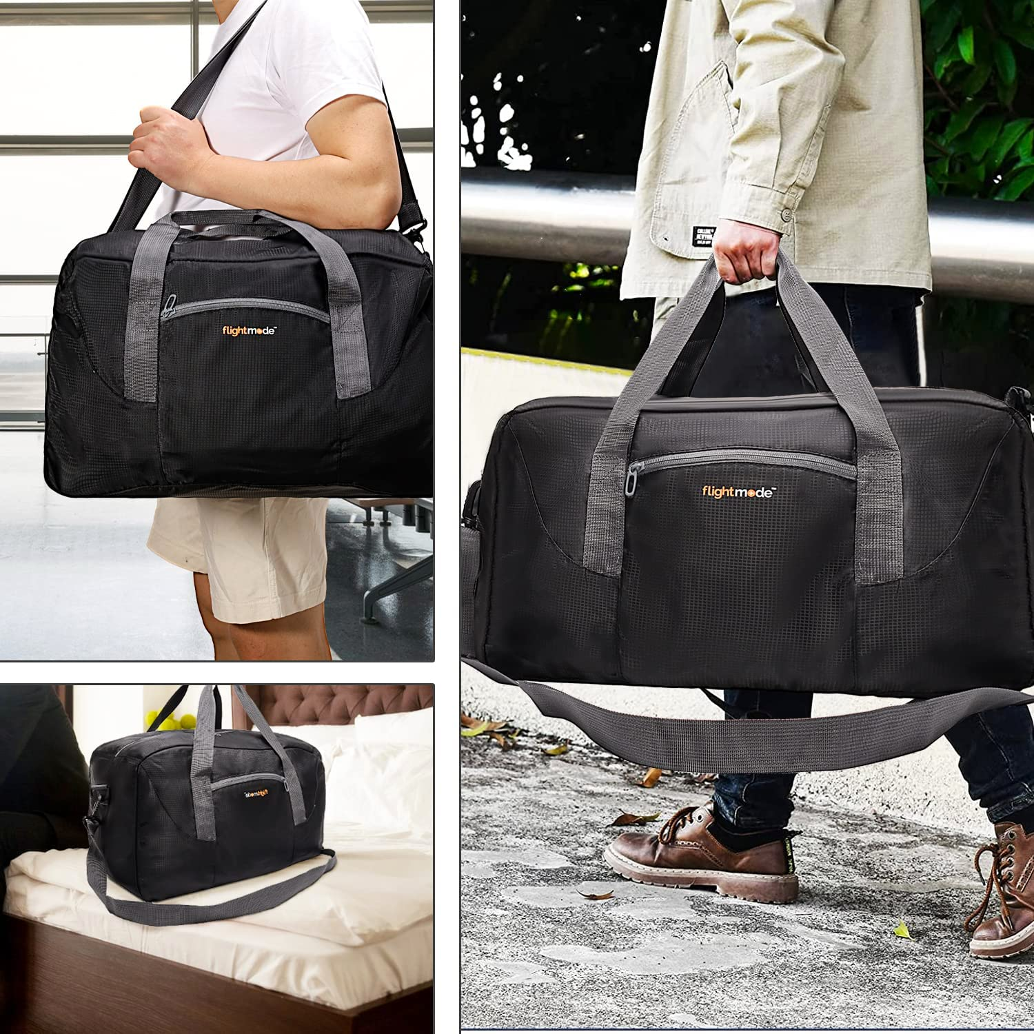 Flightmode Travel Duffle Bag, 35L Foldable Lightweight Duffel Travel Bag Overnight Bag Gym Bag with Inner Pocket for Men Women Travel Sports Duffels (1 Pack) - 2 Pack image number 7