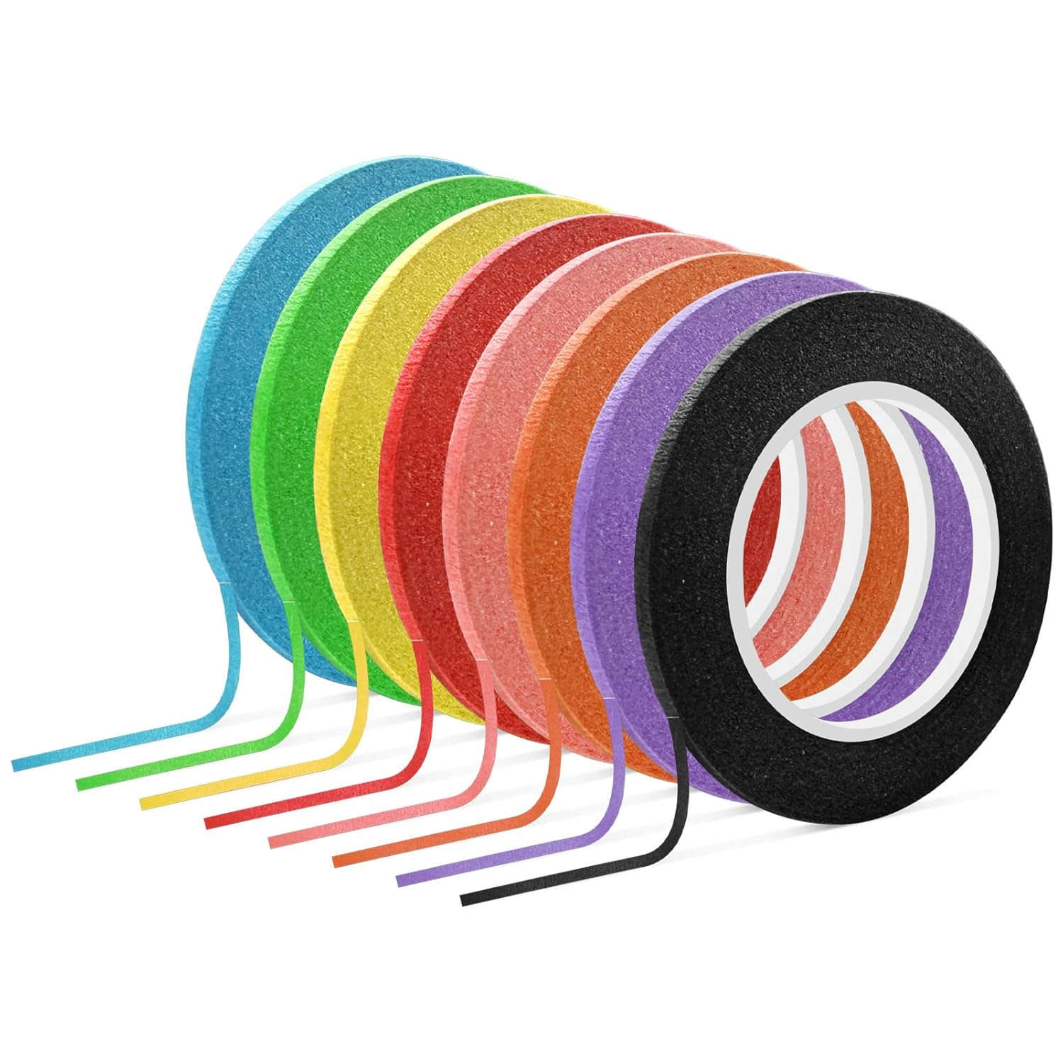 TEAONE Colored Masking Tape, 8 Rolls Crafts Labeling Paper Tape for DIY Supplies, Home Decoration (0.3Cm X 13M/0.12In X 42.65Ft/Roll) image number 5