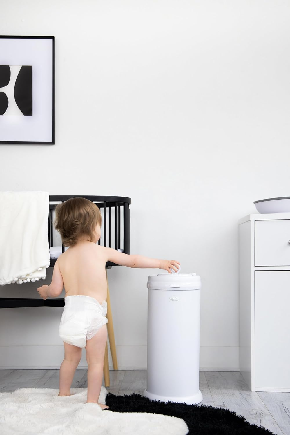 Ubbi Steel Diaper Pail, Odor Locking, No Special Bag Required, Award-Winning, Registry Must-Have, Matt White