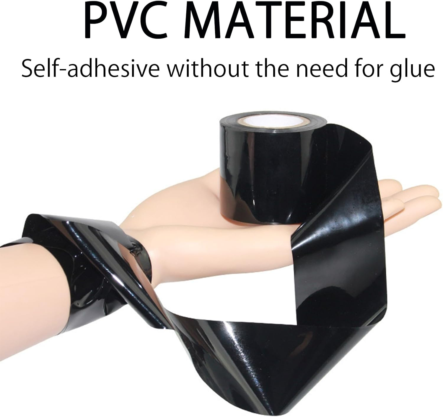 BDSM Bondage Tape Set &ndash; Reusable Electrostatic PVC Restraint Tape for Couples, Kinky Sex Toys for Bedroom Games, Fetish Binding Tape for Men and Women, Black