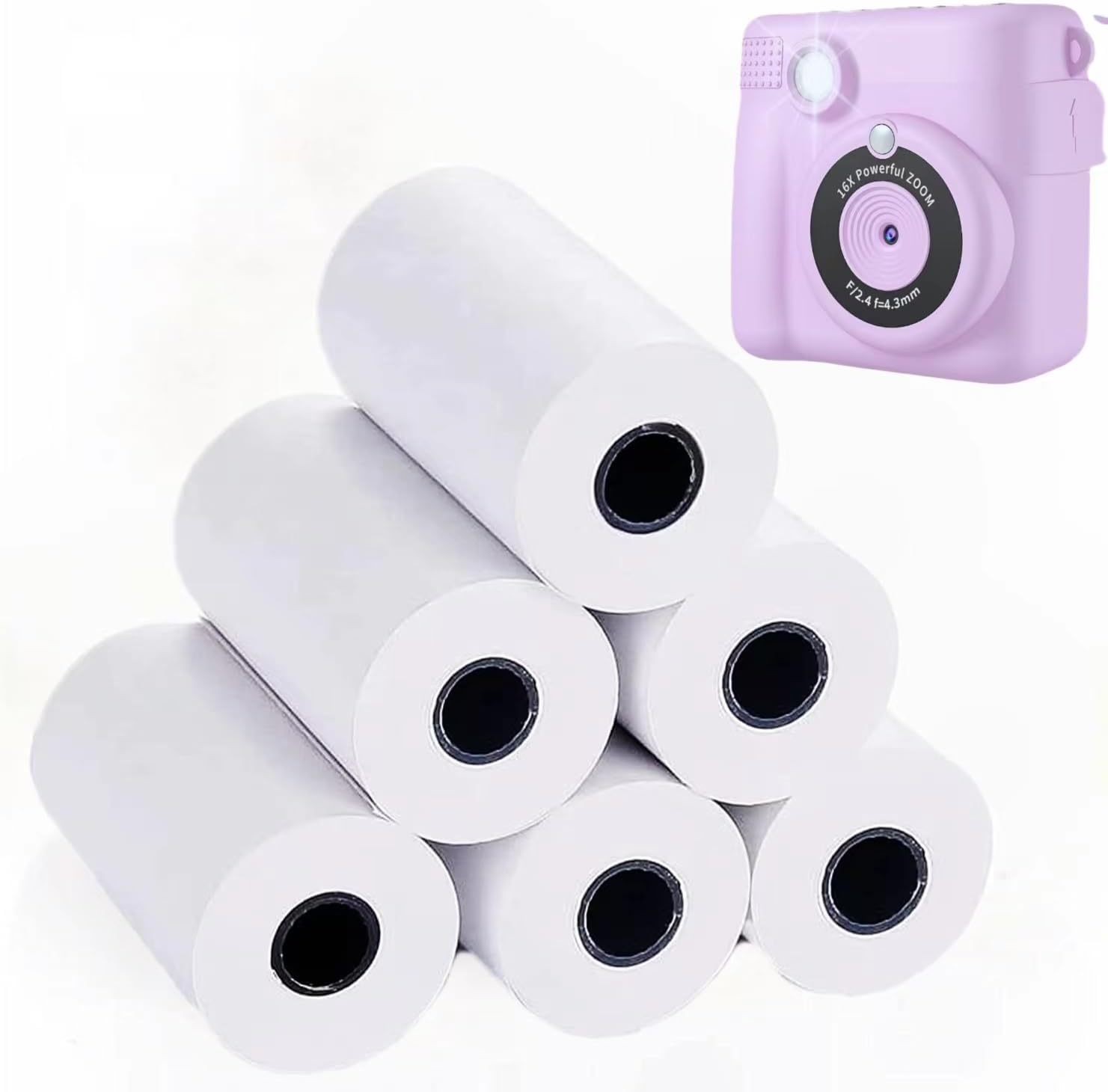 5 Rolls Print Paper for WEEFUN Instant Print Camera Kids Camera 1080P HD Digital Camera to Age 6-12 Boys and Girls Birthday Gifts image number 5