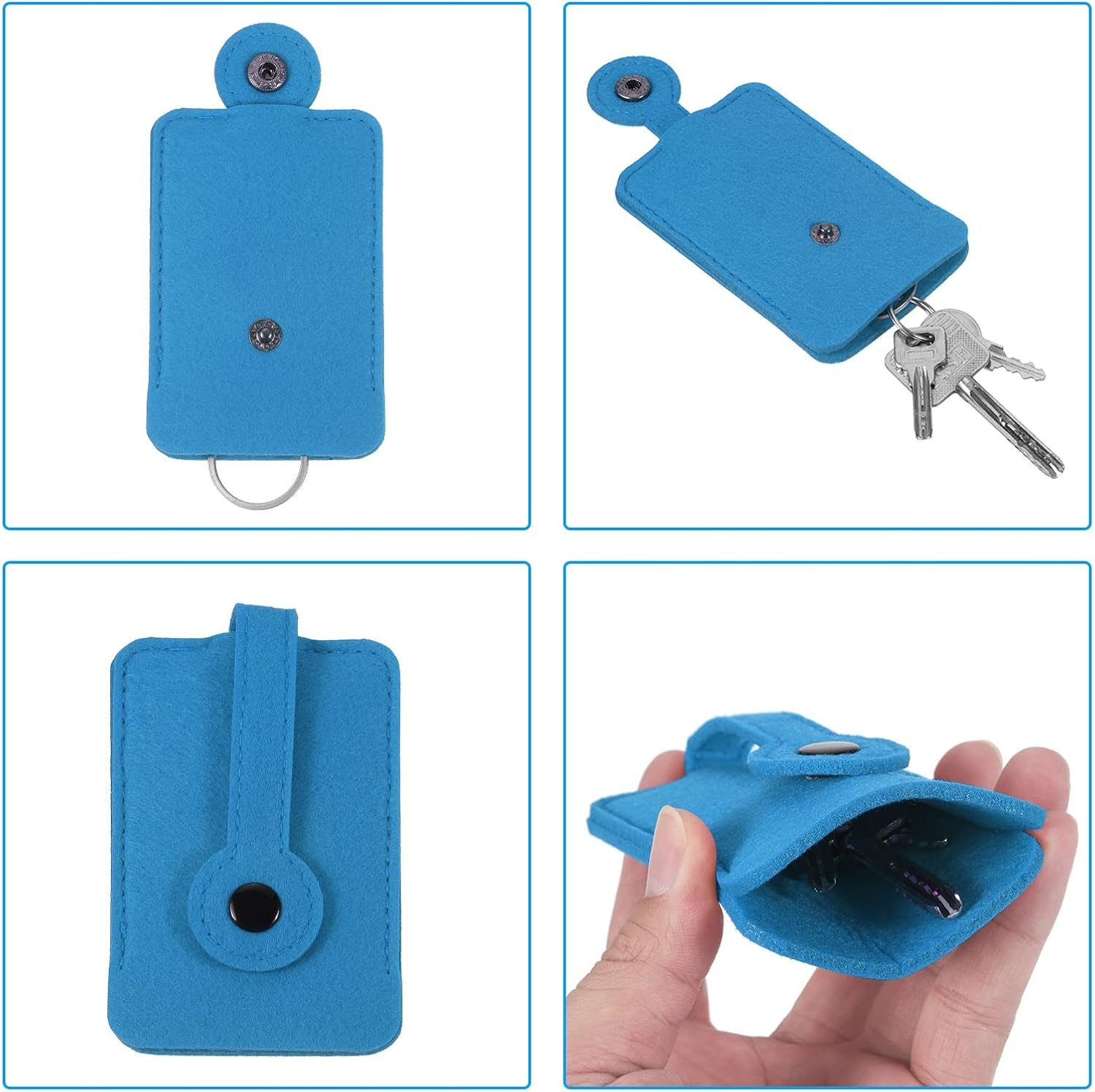 Uxcell Pull-Out Key Case, Felt Car Key Organize Pouch with Drawstring for Home Office Car Key, Sky Blue image number 2