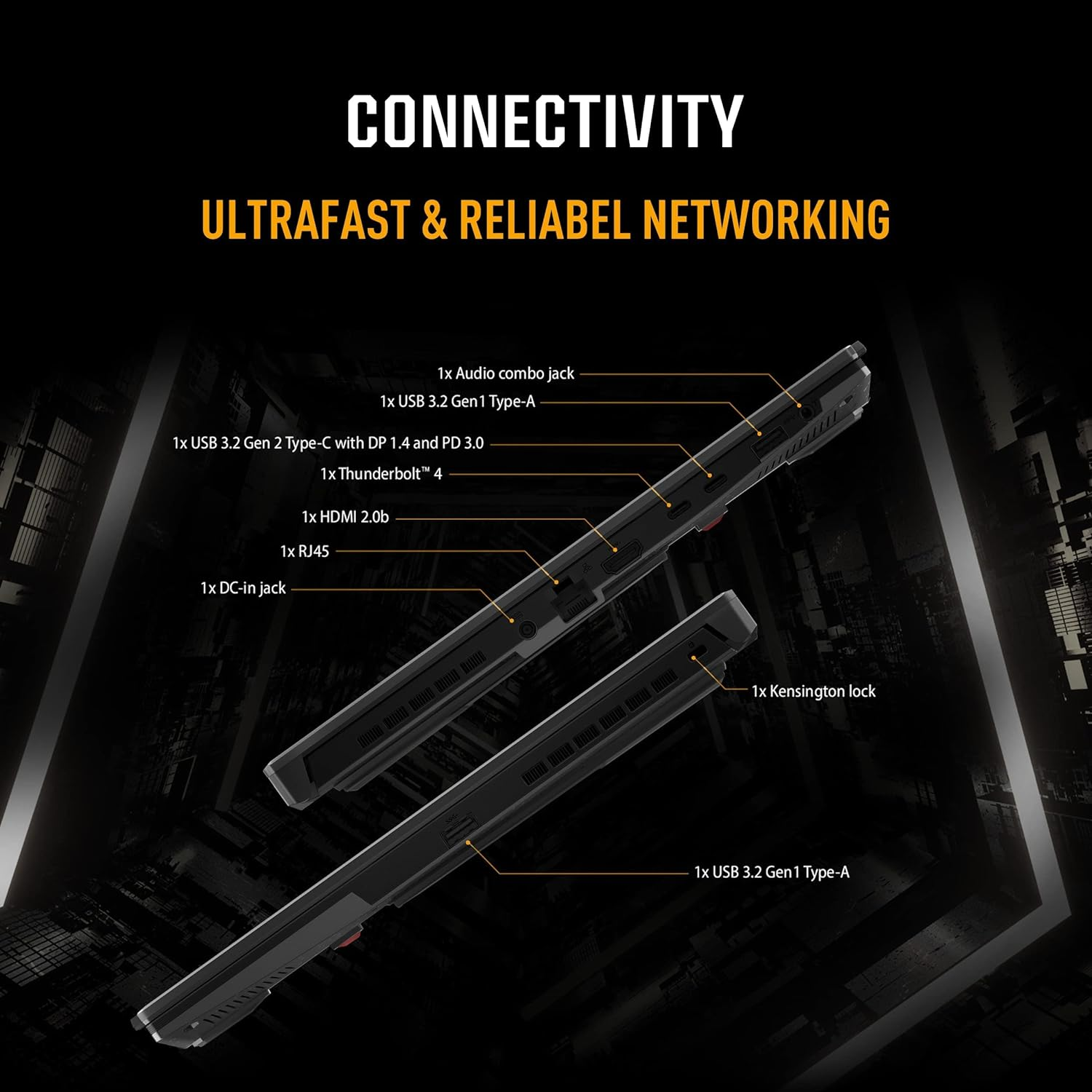 ASUS TUF Dash 15 (2022) FX517ZM Laptop Computer, 15.6&rdquo; 144Hz FHD Display, Intel Core I7-12650H Processor, Nvidia Geforce RTX 3060 Graphics, 16GB DDR5 RAM, 512GB SSD, Windows 11 Home, off Black image number 6