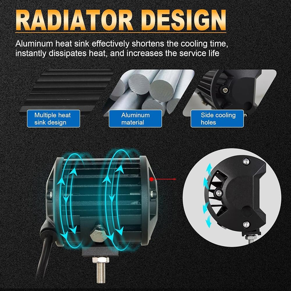 LED Pods, Spot Driving Fog Light 4Pcs 18W 2000LM 9V 32V IP67, Spot Led off Road Lights, Super Bright Driving Fog Boat Lights, Led Work Light Bar, for Trucks Pickup Golf Cart SUV ATV UTV image number 1