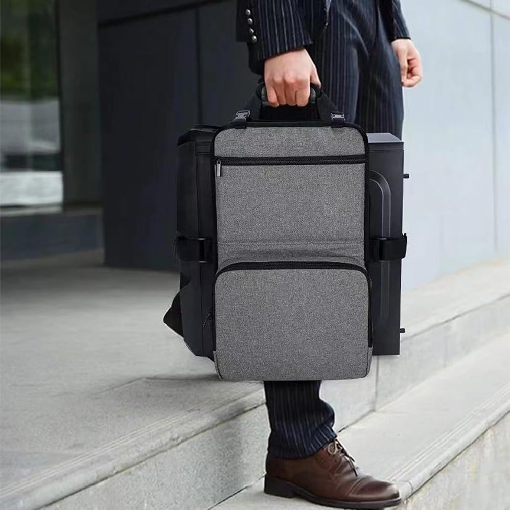 Pc Tower Carrying Strap, Computer Desktop Tower Large Carrying Case, Desktop Computer Case Belt Holder with Pockets for Keyboard, Cable, Headphone, Ideal for Transporting on the Go (Black)