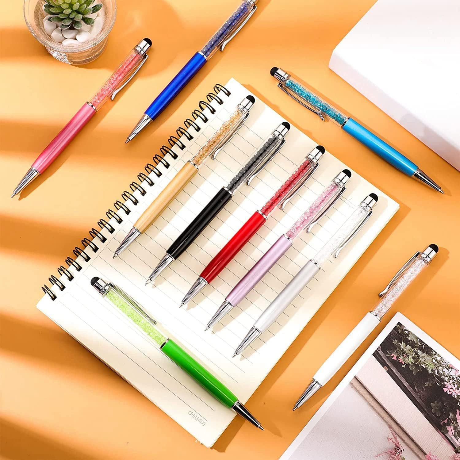 40Pcs Crystal Ballpoint Pen Bulk Shiny 2 in 1 Slim Crystal Diamond Screen Stylus Black Gel Ink Ballpoint Glitter Pen image number 1