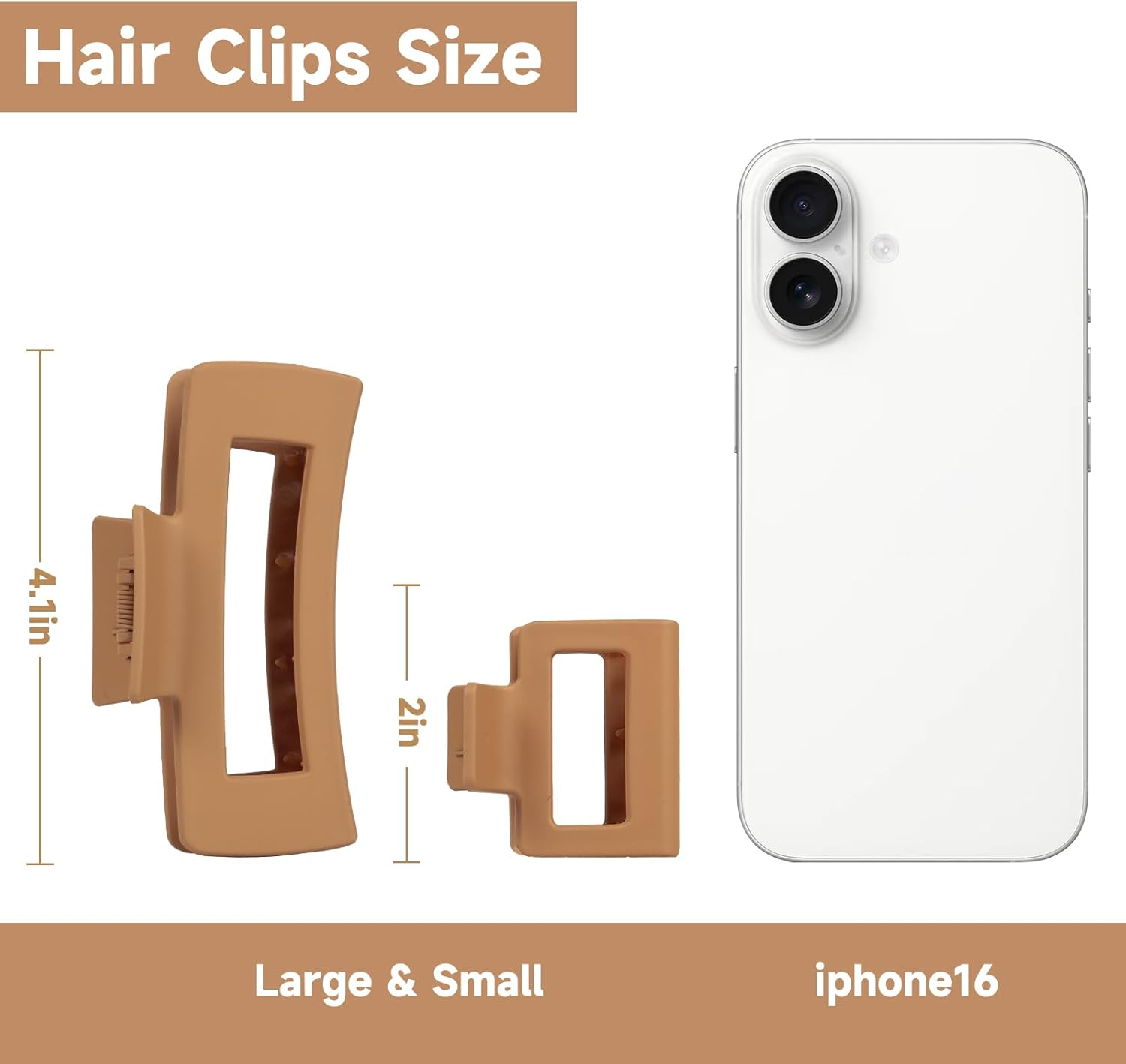 12 Pack Square Claw Clips, Large and Small Hair Claw Clips for Women Thick Thin Hair (Neutral) image number 5