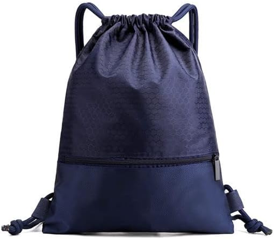 AIMALL Drawstring Backpack Waterproof Drawstring Bag String Bag with Zipper Sport Pack String Tote Gym Bag Cinch Sack for Gym or Traveling, Swimming Bag for Men, Women and Children